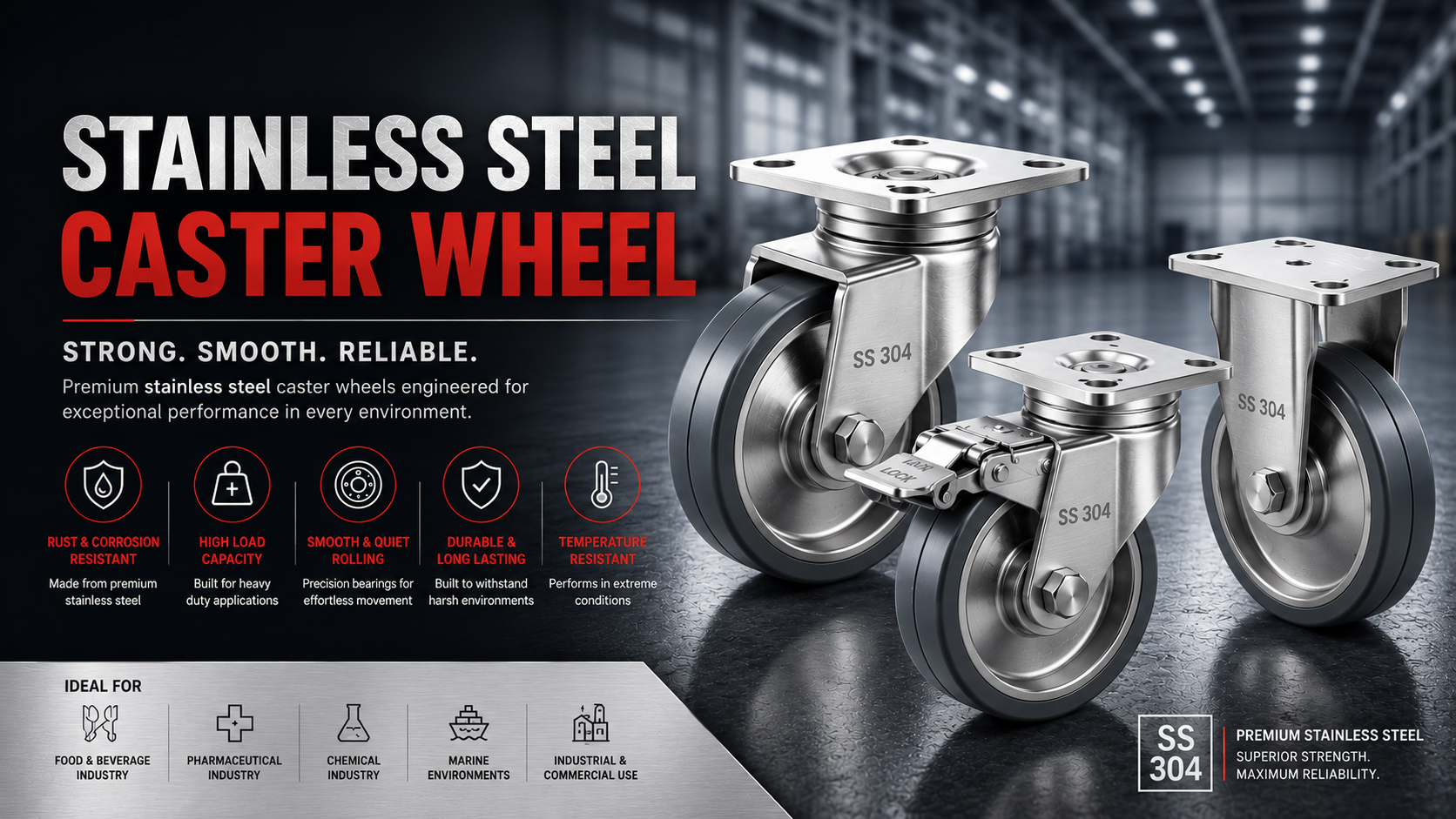Stainless steel caster wheel banner